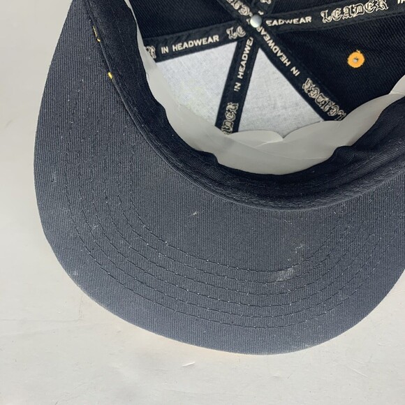 Leader In Headwear Yellow Black Skull Fitted Cap Holographic Sticker Size XXS - Picture 11 of 15